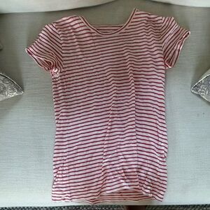 J. Crew Red and White Striped Short Sleeve Tee